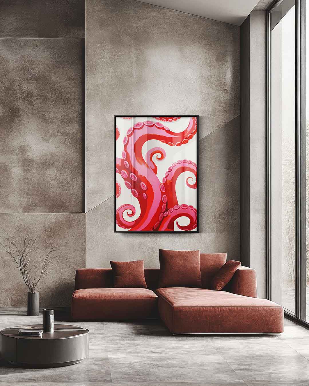 Kleurrijke Tentakelscape Kunstwerk-canvas-dibond-plexiglas-wanddecoratie-WallArtistic