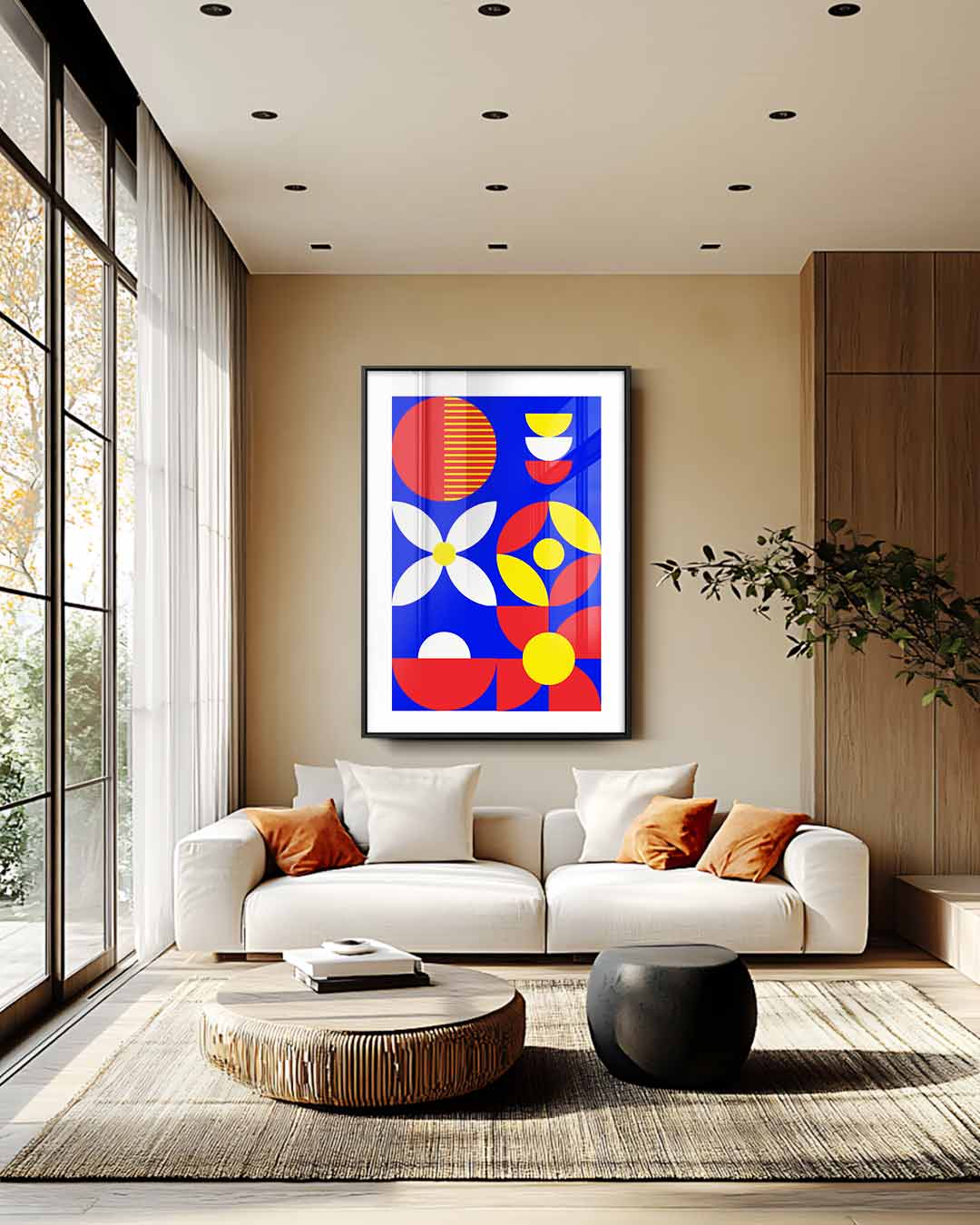 Kleurrijke Geometrische Abstractie Kunstwerk-canvas-dibond-plexiglas-wanddecoratie-WallArtistic