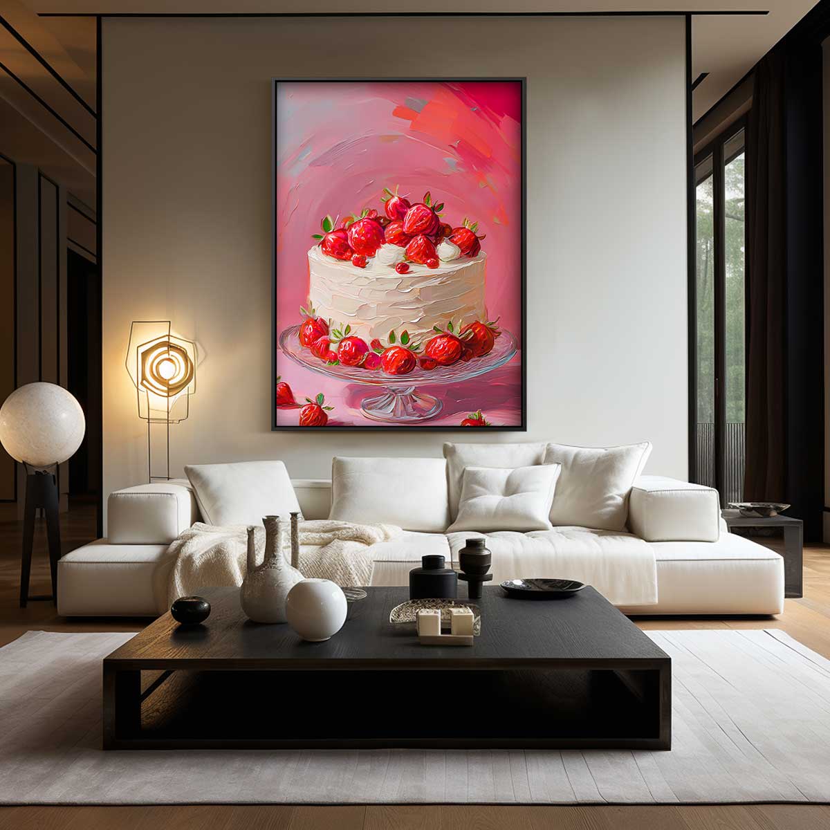 Aardbei Taart Kunstwerk Kunstwerk-canvas-dibond-plexiglas-wanddecoratie-WallArtistic
