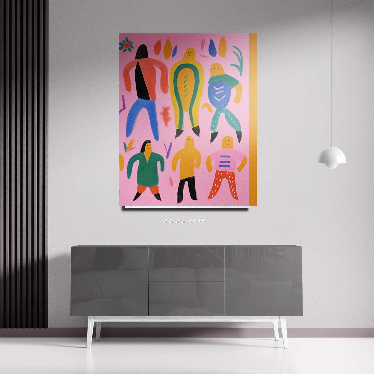 Kleurrijke Dans van Vormen Kunstwerk-canvas-dibond-plexiglas-wanddecoratie-WallArtistic