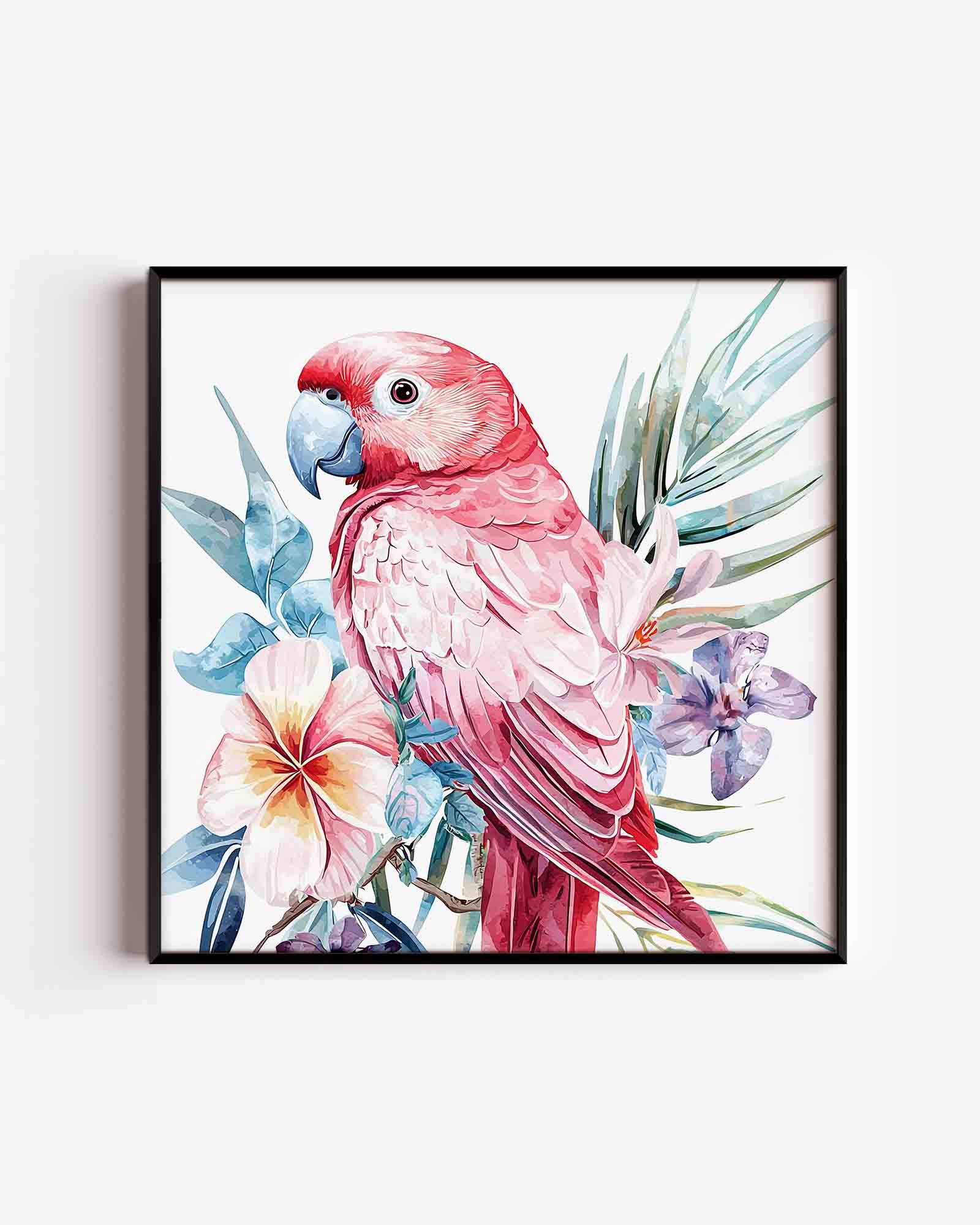 Papegaai en bloemen Poster