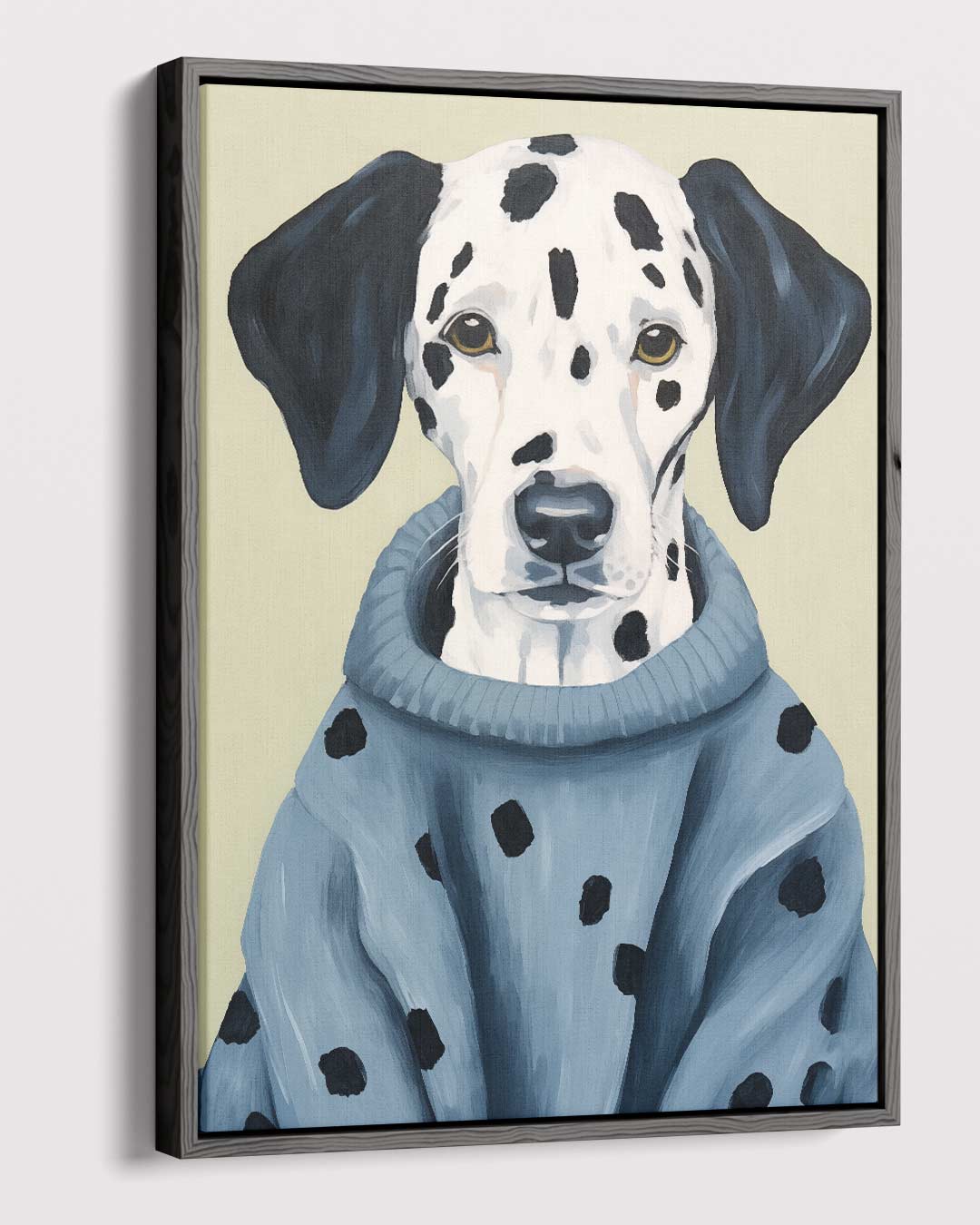 Stijlvolle Dalmatiër in Blauwe Trui Kunstwerk-canvas-dibond-plexiglas-wanddecoratie-WallArtistic
