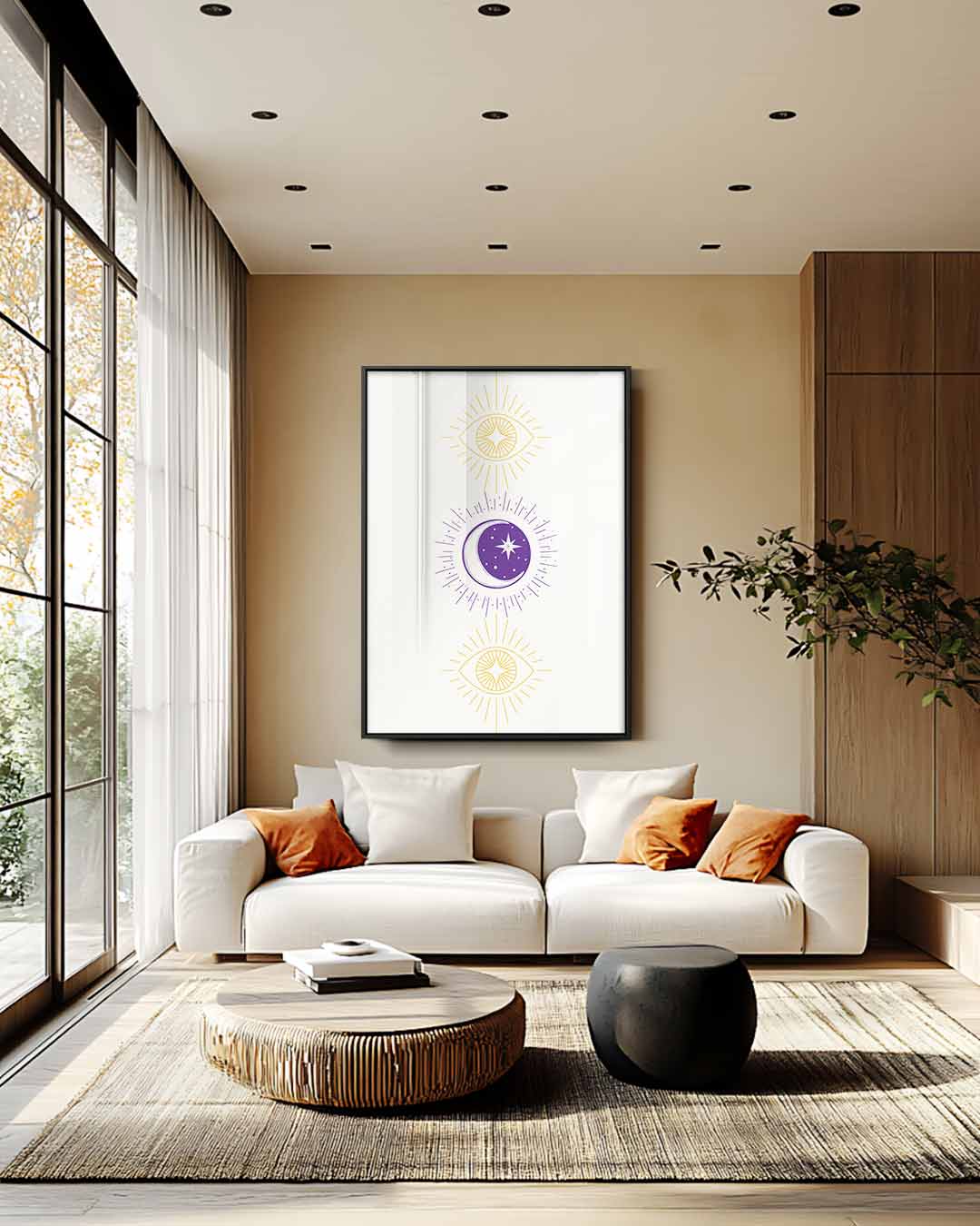 Mystieke Maan en Oog Illustratie Kunstwerk-canvas-dibond-plexiglas-wanddecoratie-WallArtistic