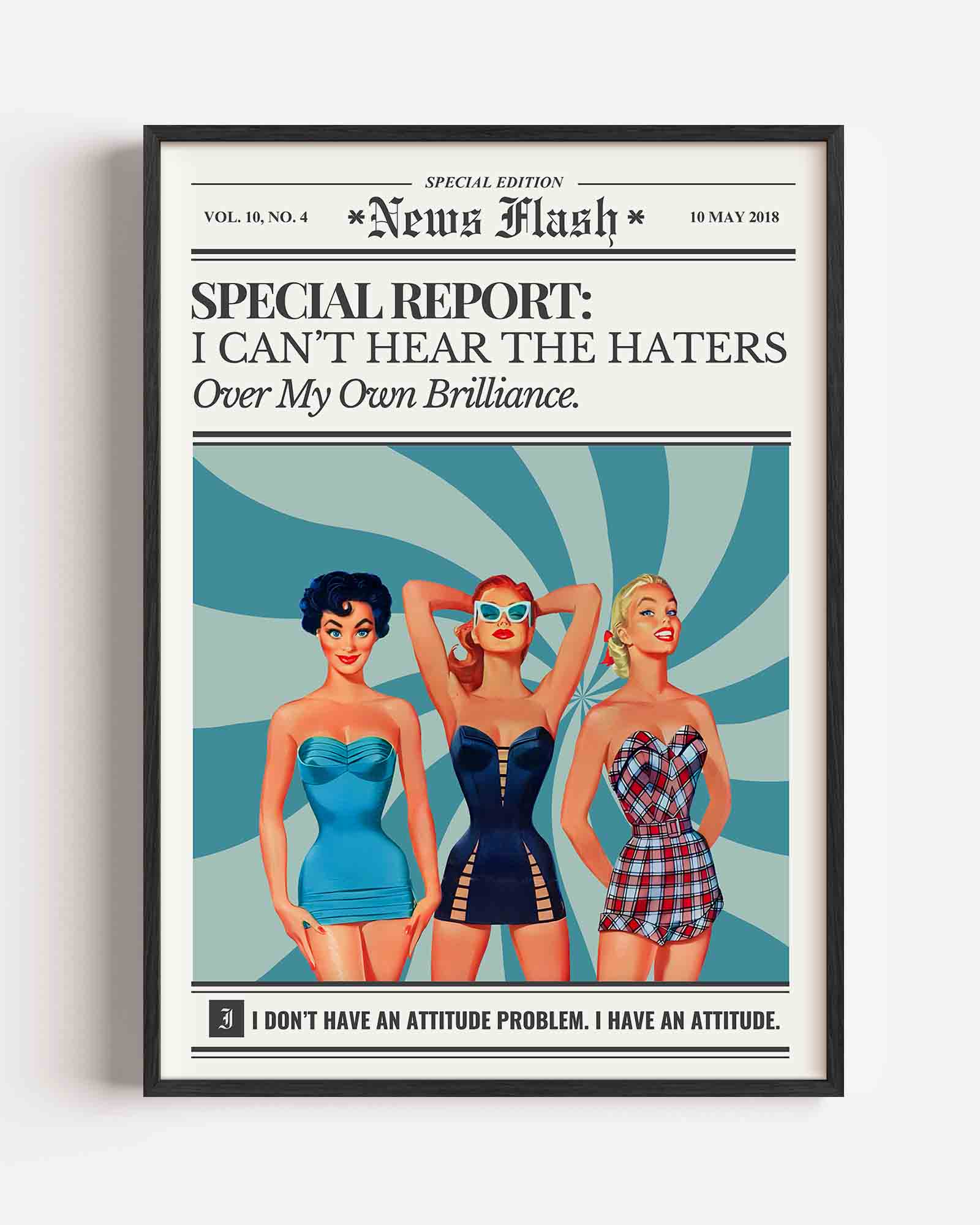Drie vrouwen in retro badmode Poster