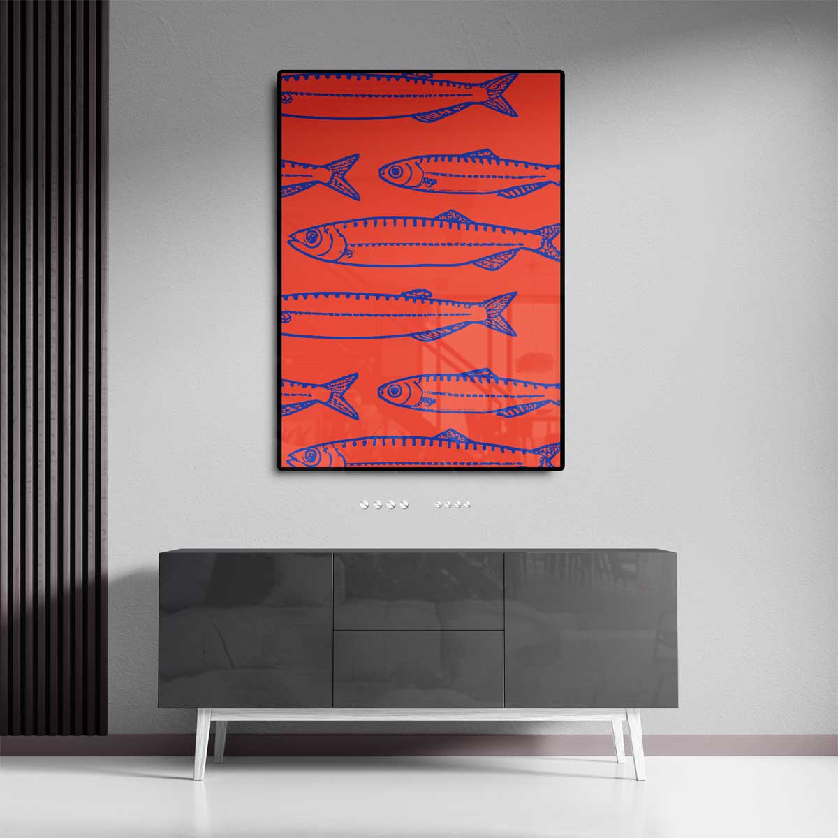 Sardine Patronen in Koraal Kunstwerk-canvas-dibond-plexiglas-wanddecoratie-WallArtistic
