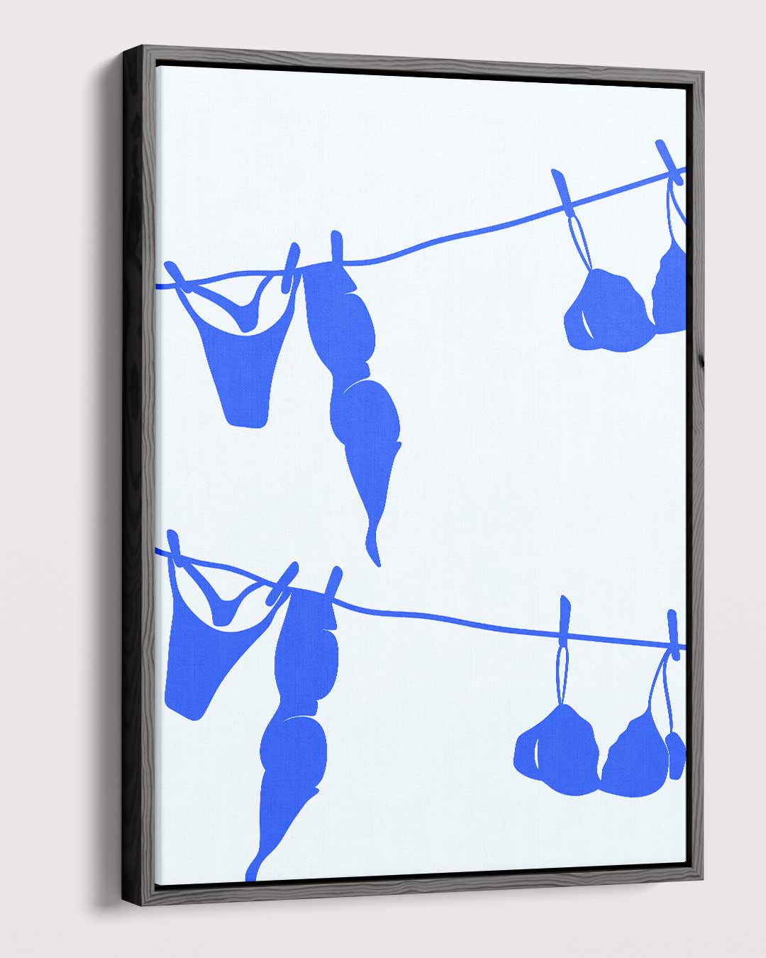 Blauwe Lingerie op de Lijn Kunstwerk-canvas-dibond-plexiglas-wanddecoratie-WallArtistic