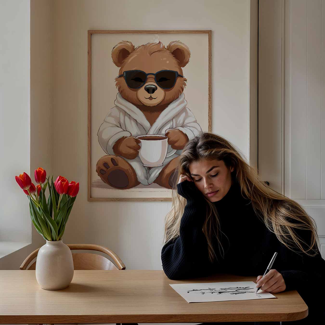 Knusse Beer Met Koffie Poster