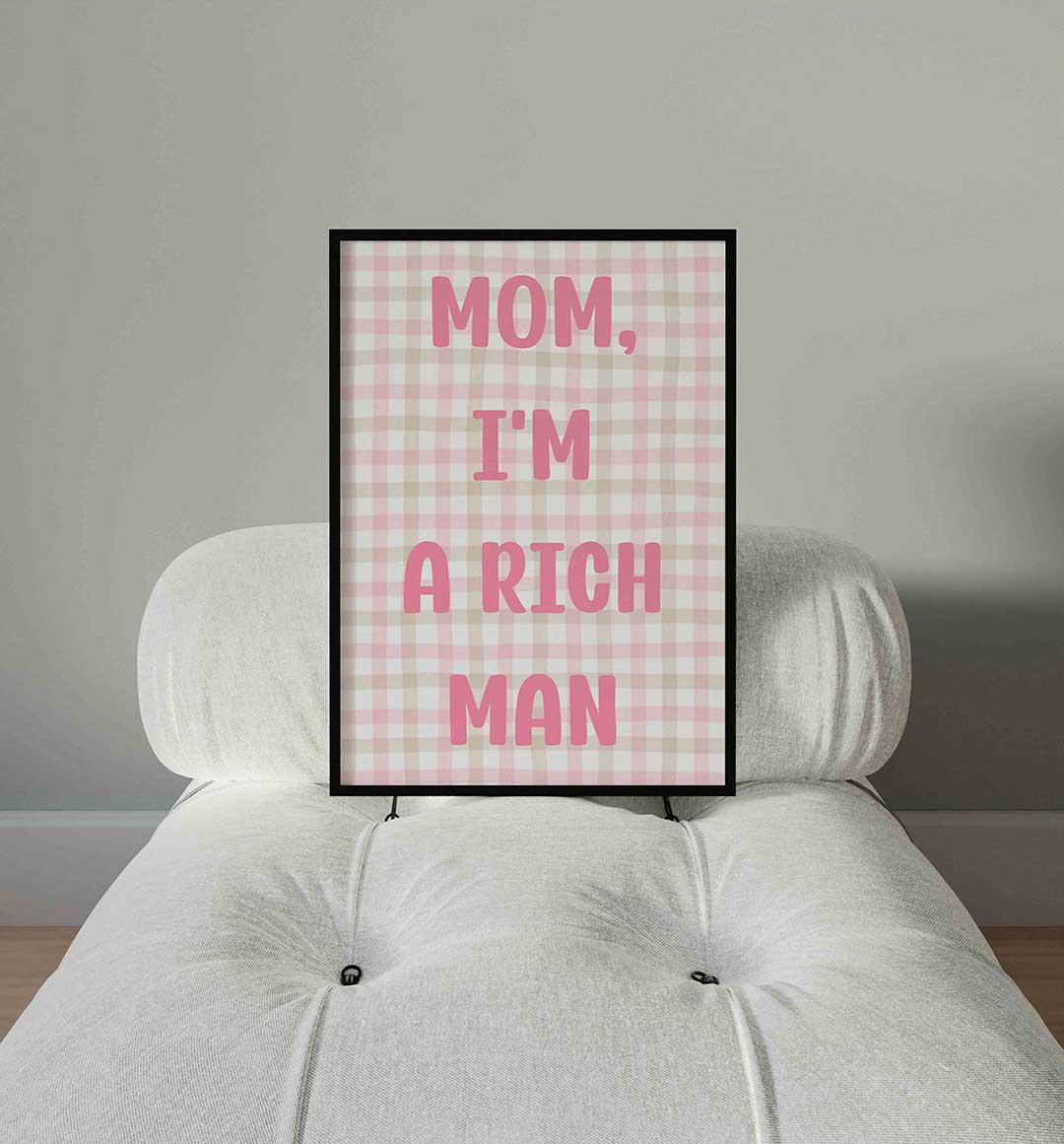 Roze tekst op geruit patroon Poster