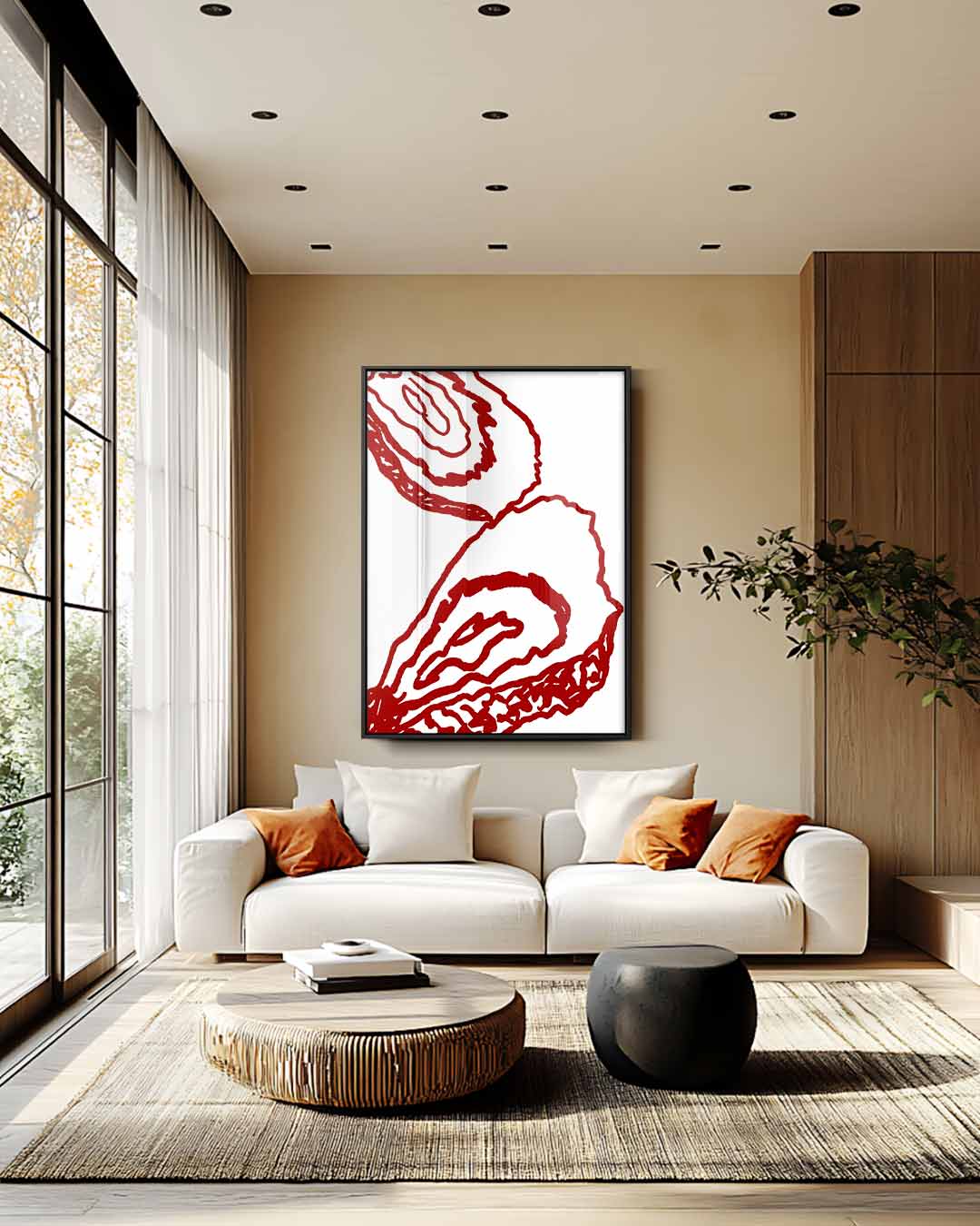 Abstracte Oesterlijnen Kunstwerk-canvas-dibond-plexiglas-wanddecoratie-WallArtistic