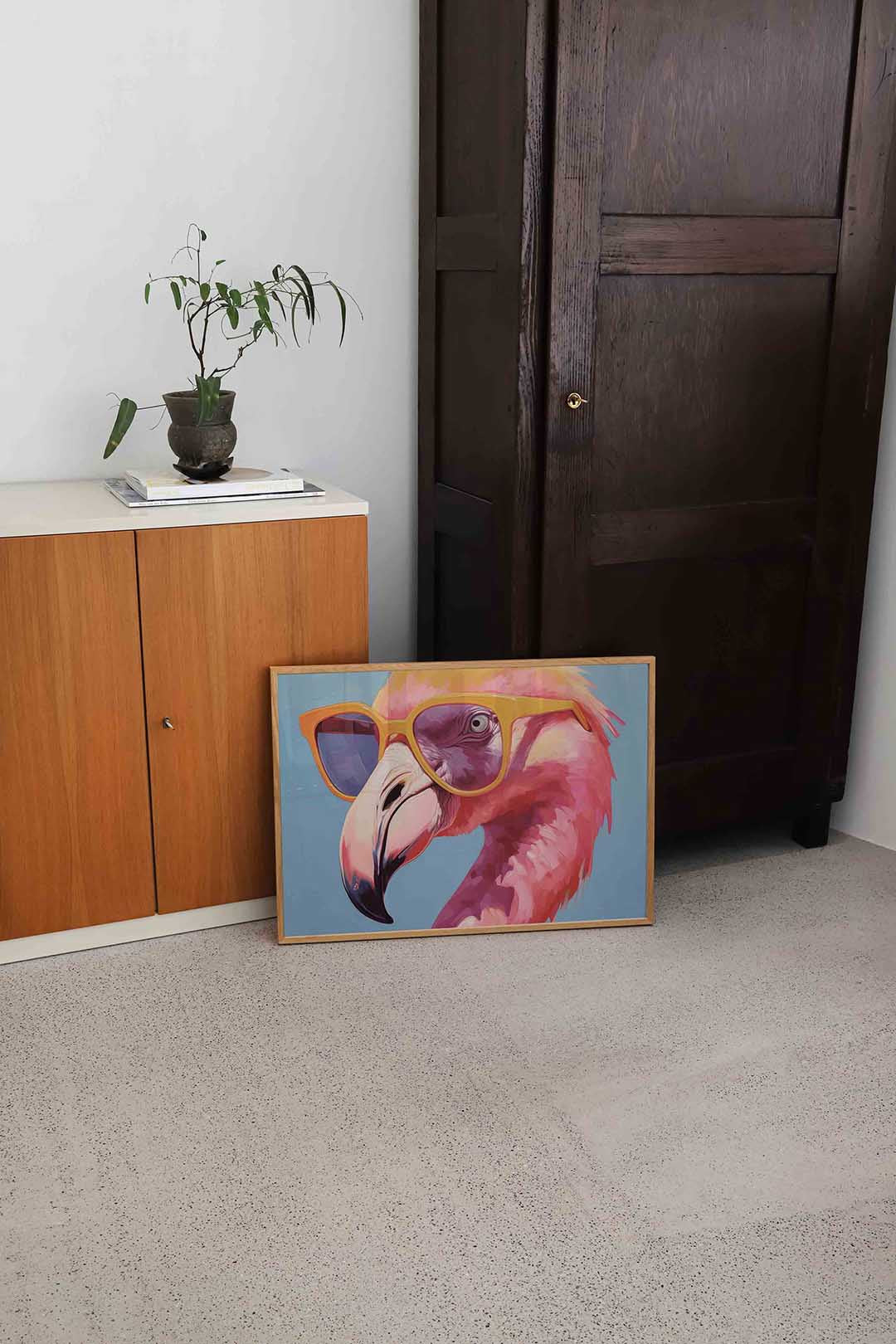 Flamingo met zonnebril Poster