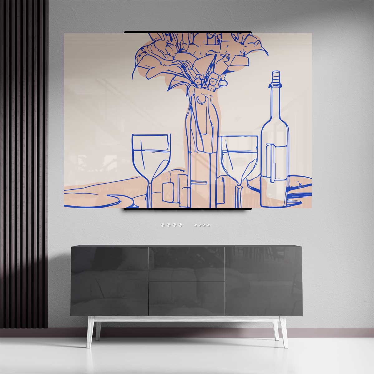 Stilleven met Wijn en Bloemen Kunstwerk-canvas-dibond-plexiglas-wanddecoratie-WallArtistic