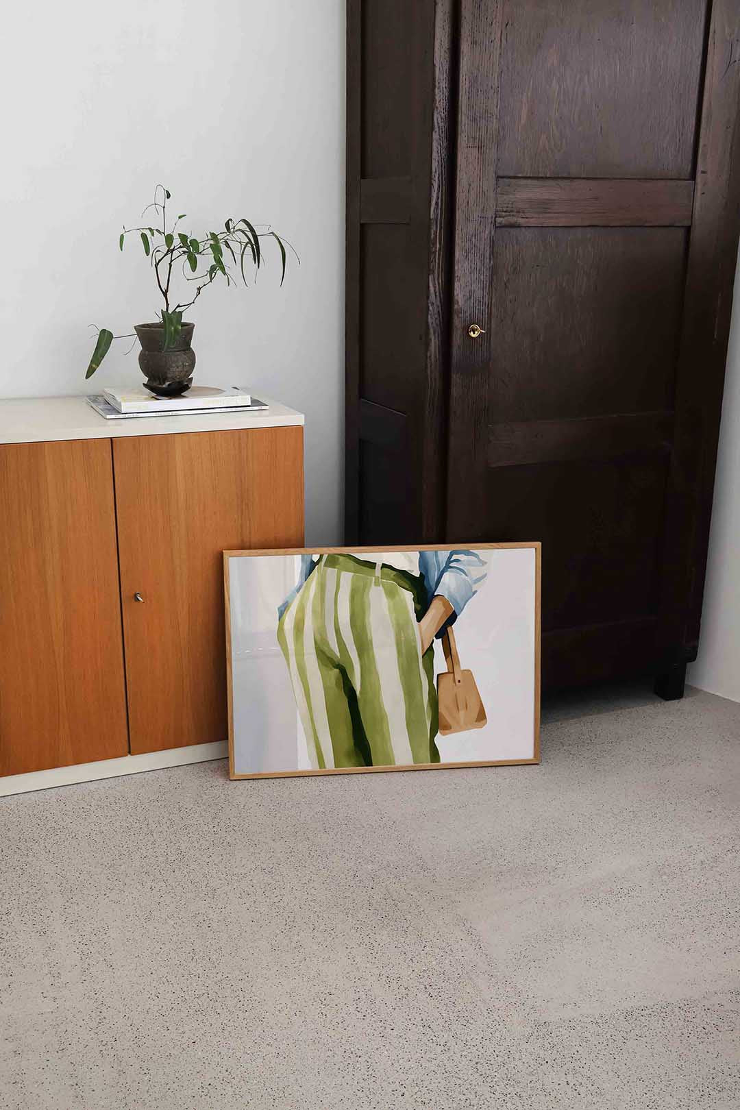 Gestreepte broek en tas Poster
