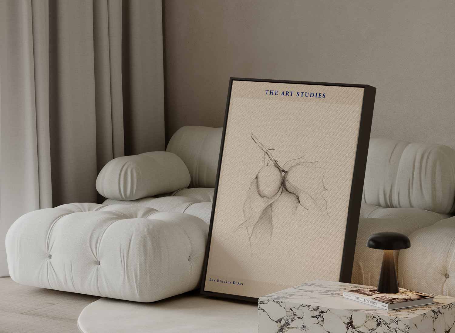 Potloodschets Van Tak Met Vruchten Kunstwerk-canvas-dibond-plexiglas-wanddecoratie-WallArtistic