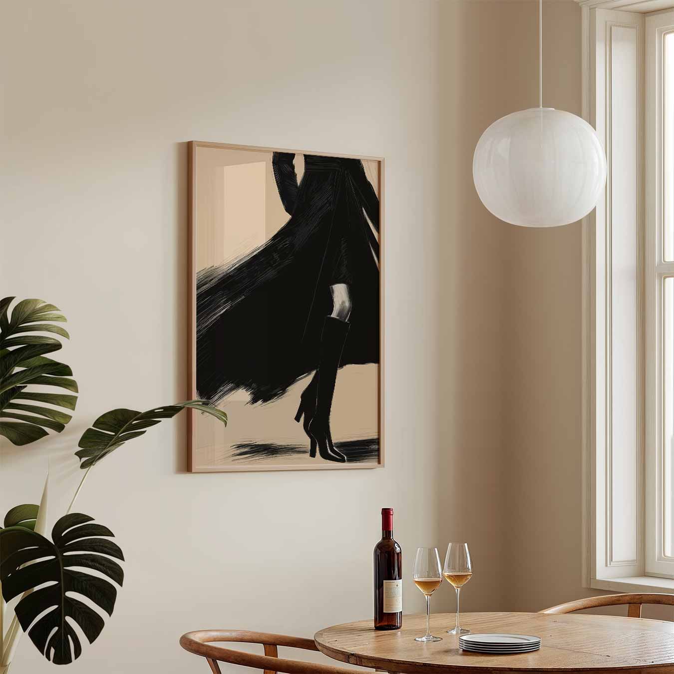 Elegante Stijlvolle Vrouw in Zwart Poster