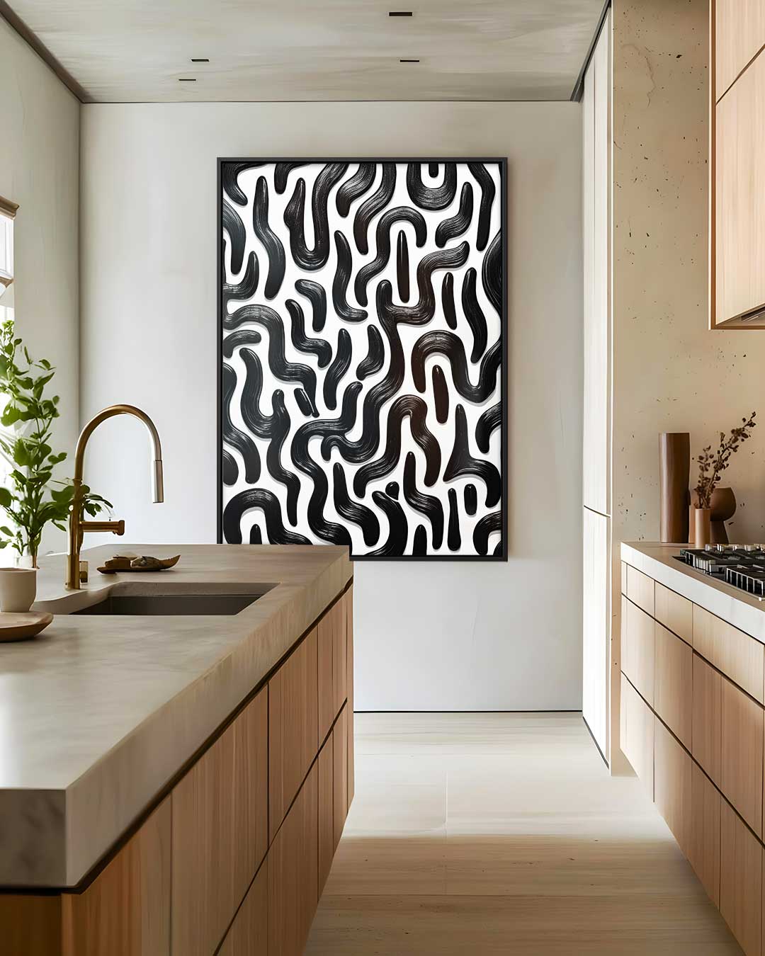 Dynamische Zwarte Stroom Kunstwerk-canvas-dibond-plexiglas-wanddecoratie-WallArtistic