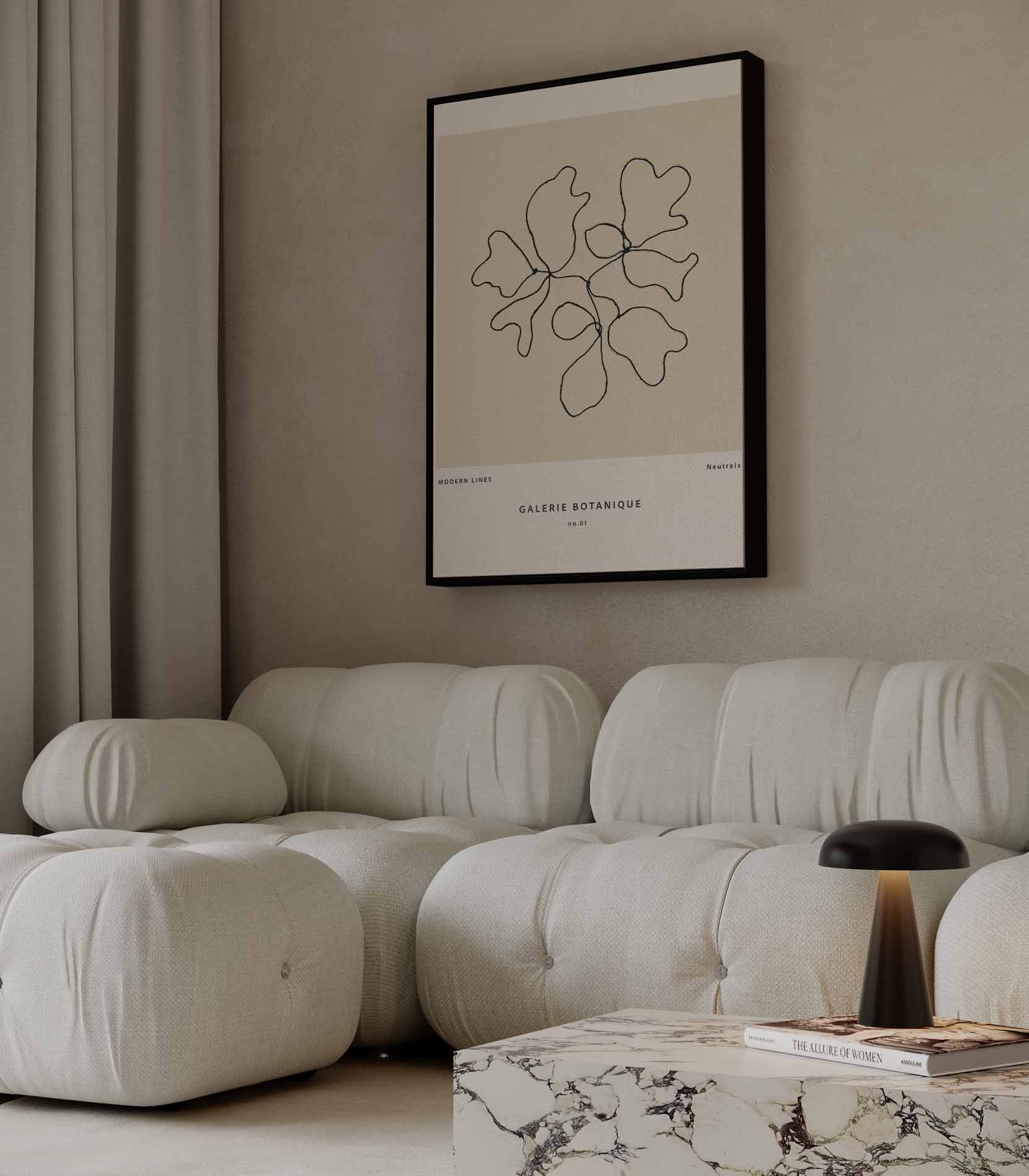 Botanische Lijntekening Kunstwerk-canvas-dibond-plexiglas-wanddecoratie-WallArtistic