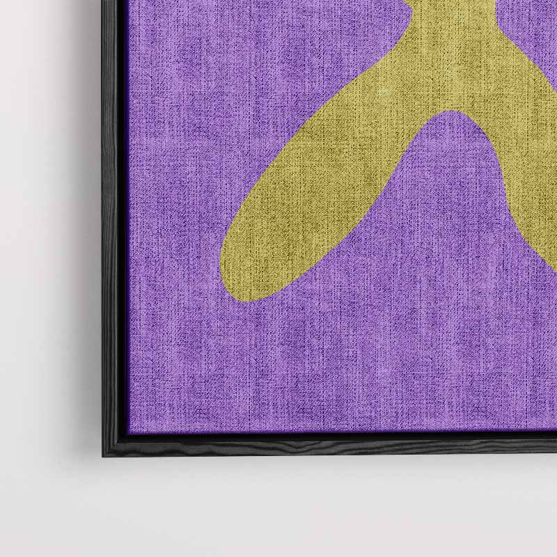 Vrolijke Gele Ster op Paars Kunstwerk-canvas-dibond-plexiglas-wanddecoratie-WallArtistic
