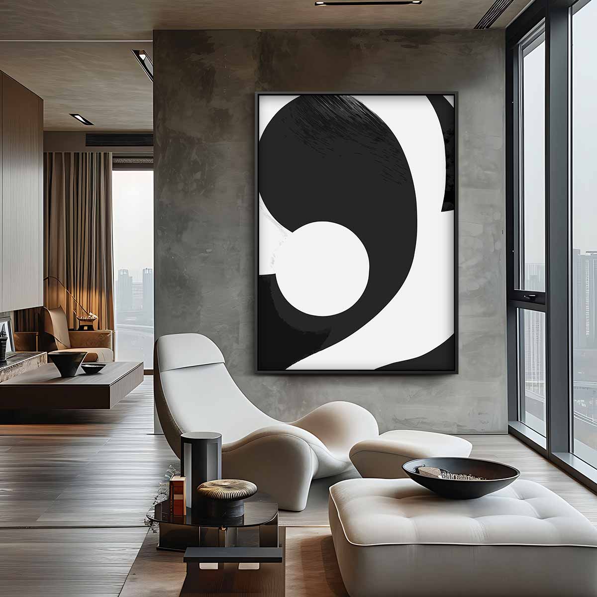 Abstracte Contrasten Kunstwerk-canvas-dibond-plexiglas-wanddecoratie-WallArtistic
