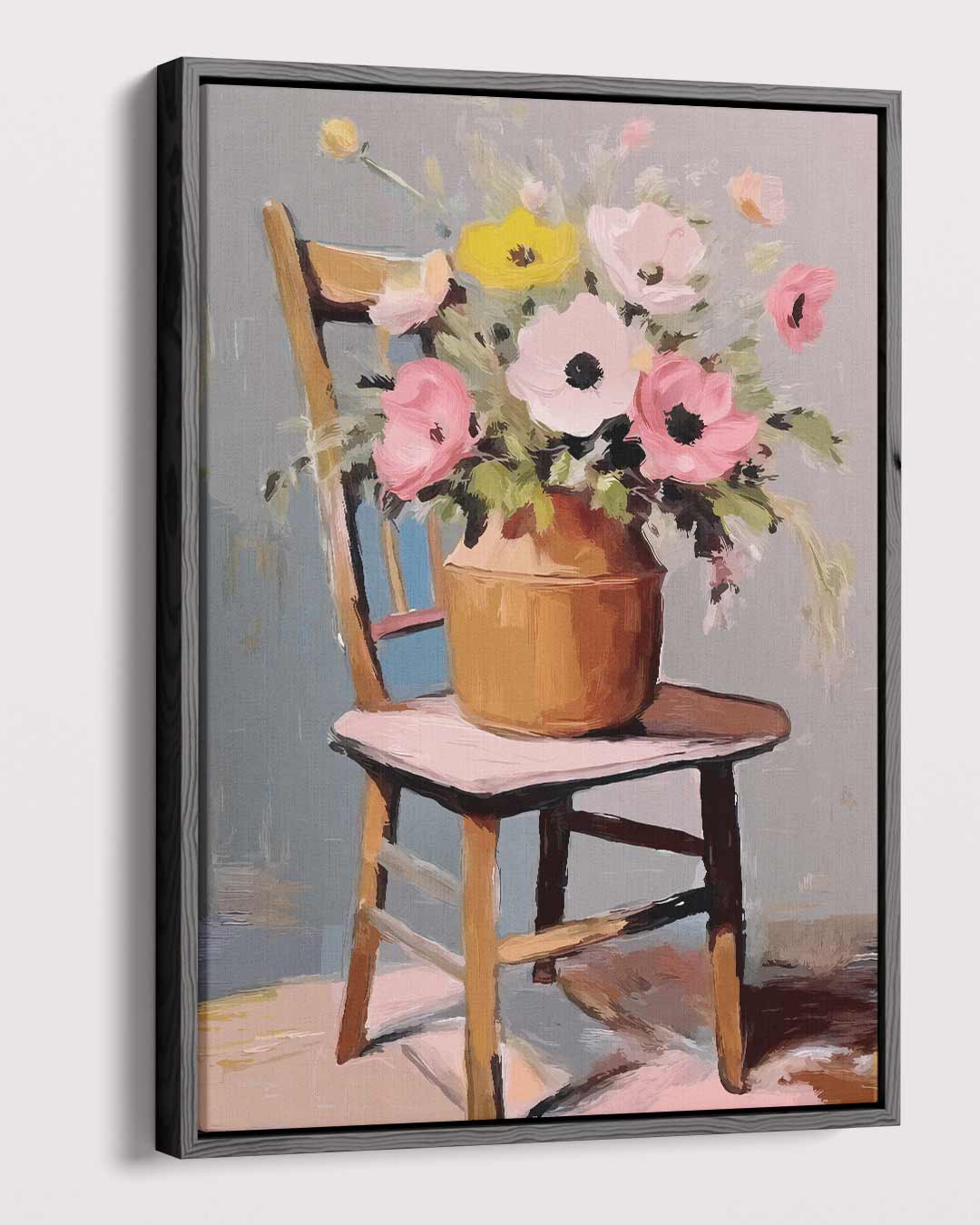 Bloemenpracht op Stoel Kunstwerk-canvas-dibond-plexiglas-wanddecoratie-WallArtistic