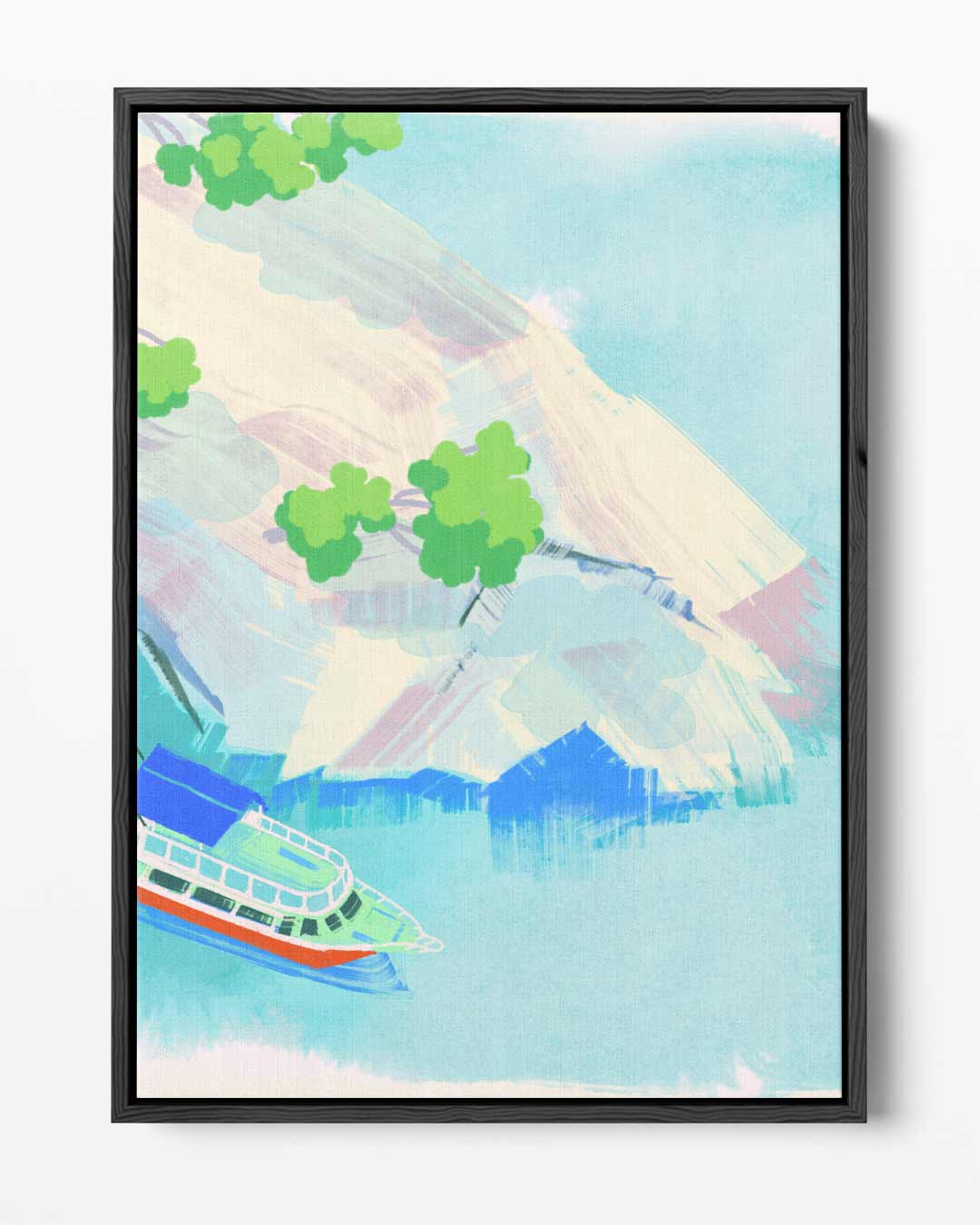 Vrolijke Varende Boot Kunstwerk-canvas-dibond-plexiglas-wanddecoratie-WallArtistic