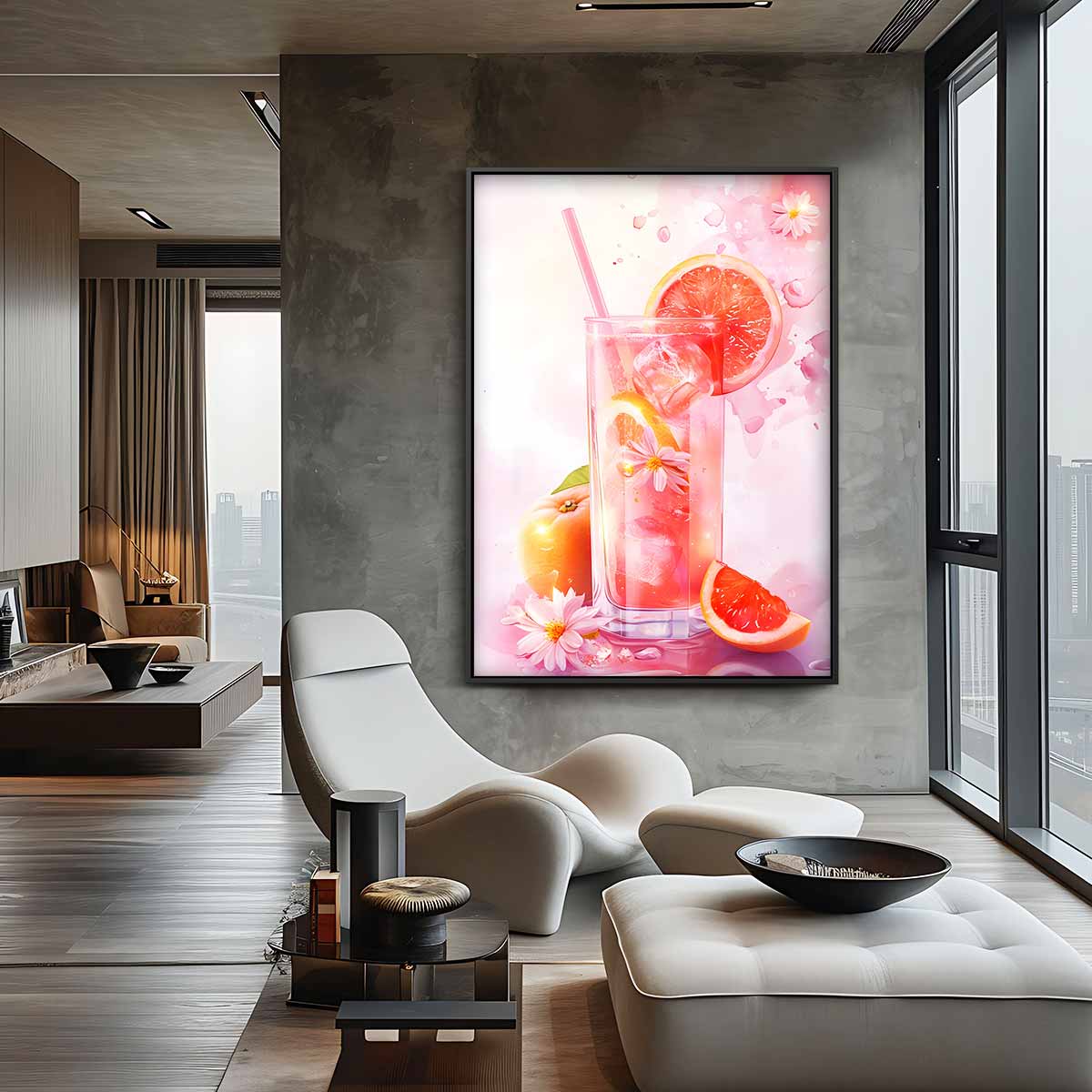 Zomerse Grapefruit Verfrissing Kunstwerk-canvas-dibond-plexiglas-wanddecoratie-WallArtistic