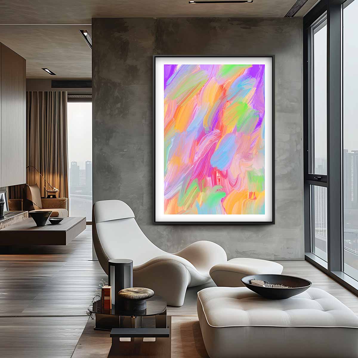 Kleurrijke Bewegingen Kunstwerk-canvas-dibond-plexiglas-wanddecoratie-WallArtistic