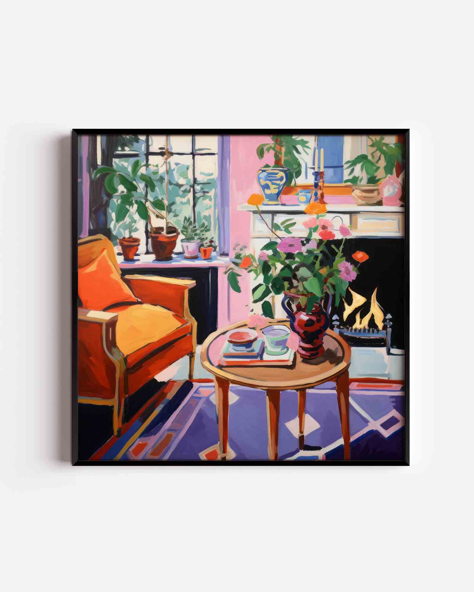 Interieur met bloemen Poster
