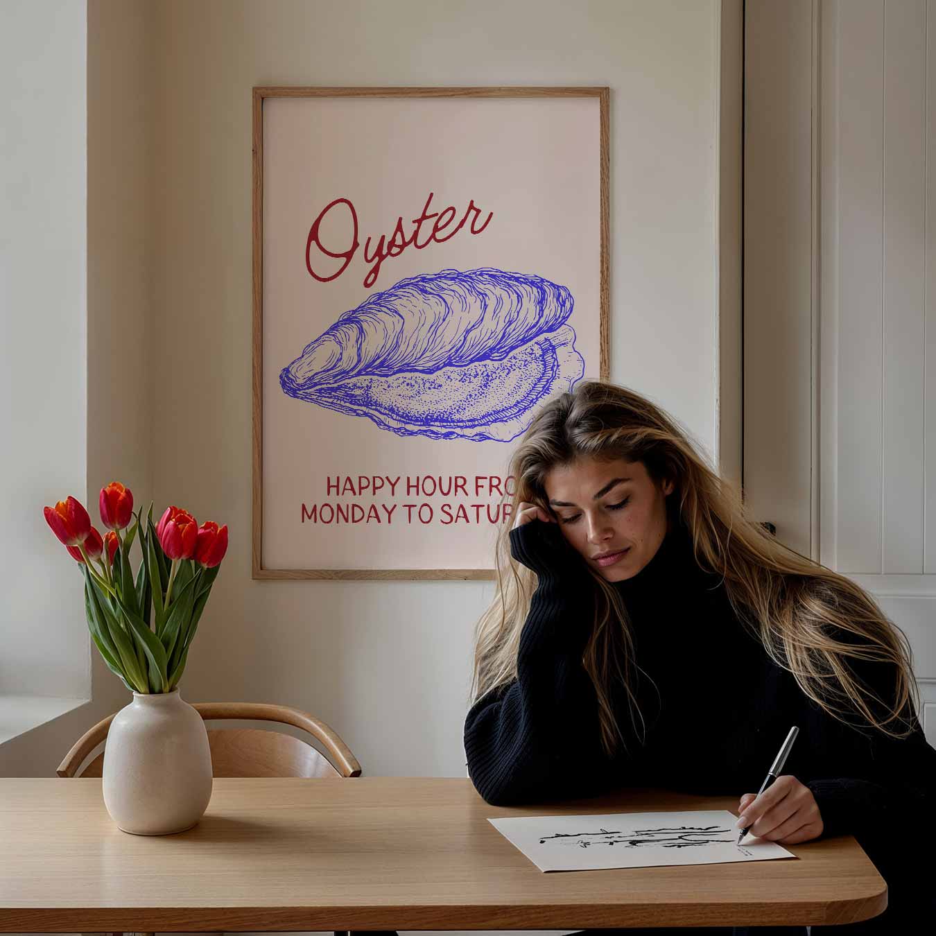 Oester Happy Hour Poster-WallArtistic