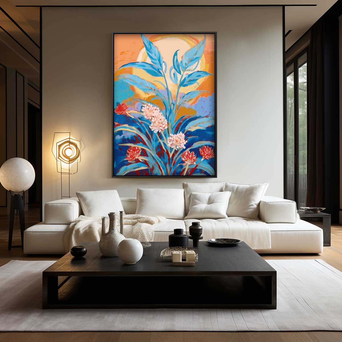 Zomerbloemen in de Wind Kunstwerk-canvas-dibond-plexiglas-wanddecoratie-WallArtistic