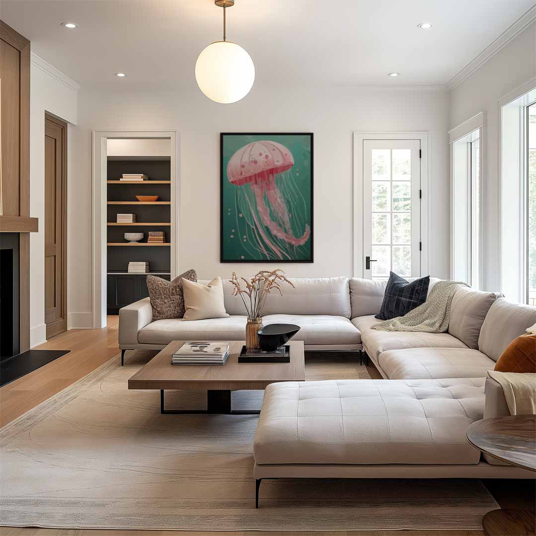 Dromerige Kwallenwereld Kunstwerk-canvas-dibond-plexiglas-wanddecoratie-WallArtistic