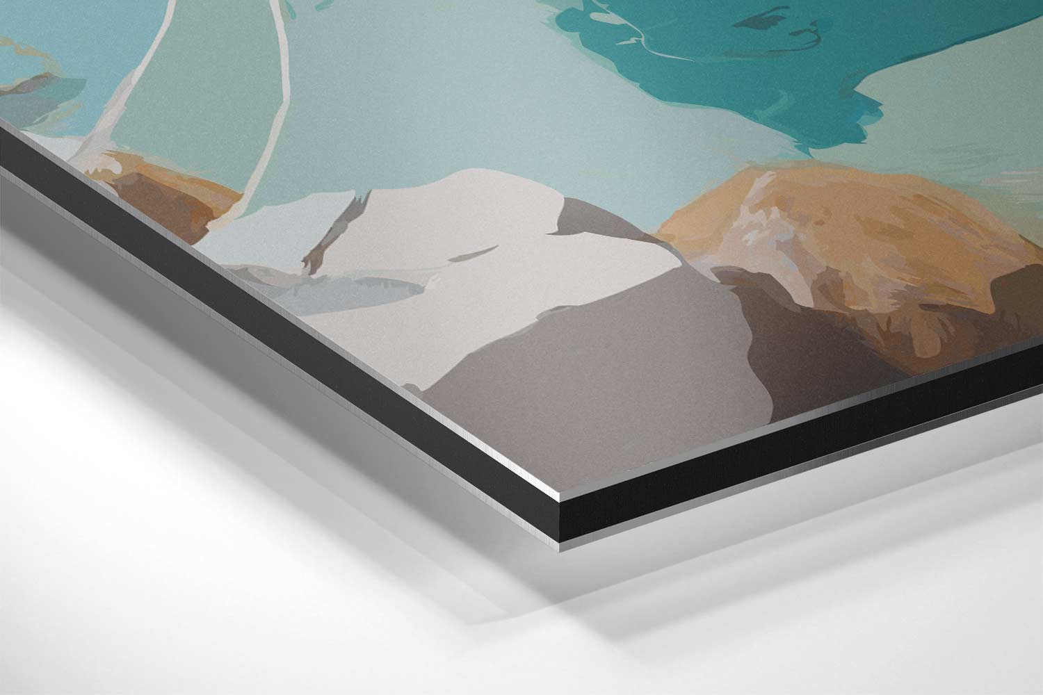 Rustgevend Bootje op Helder Blauw Water Kunstwerk-canvas-dibond-plexiglas-wanddecoratie-WallArtistic