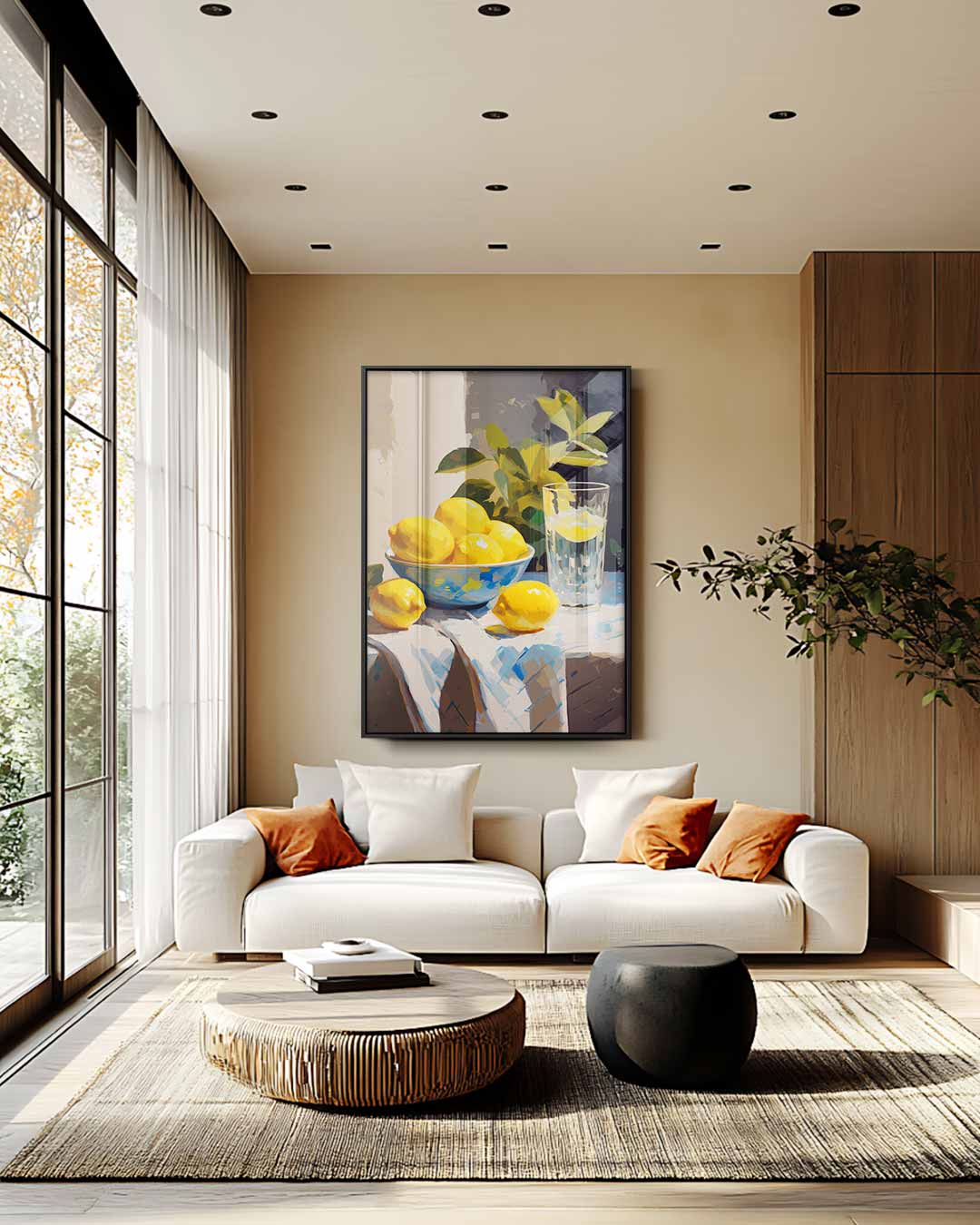 Schilderij van Citroenen op Stilleven Kunstwerk-canvas-dibond-plexiglas-wanddecoratie-WallArtistic