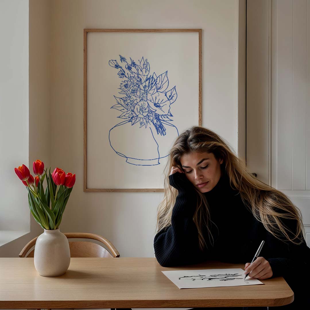 Elegante Bloemenvaas Poster-WallArtistic