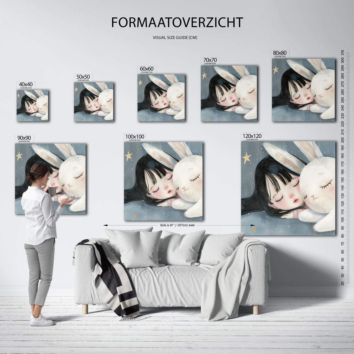 Slapend meisje en konijn Poster