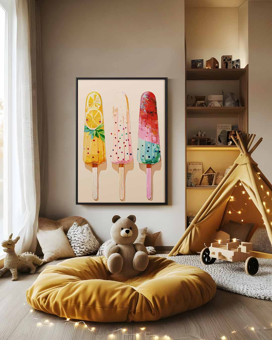 Kleurrijke IJsjes Illustratie Kunstwerk-canvas-dibond-plexiglas-wanddecoratie-WallArtistic
