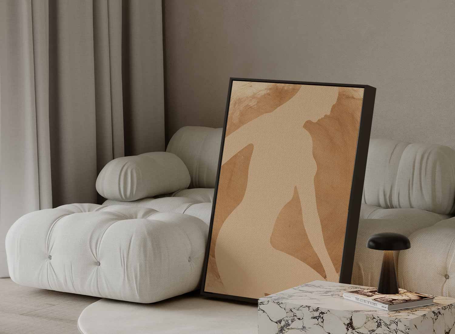 Elegante Silhouet in Neutrale Tinten Kunstwerk-canvas-dibond-plexiglas-wanddecoratie-WallArtistic