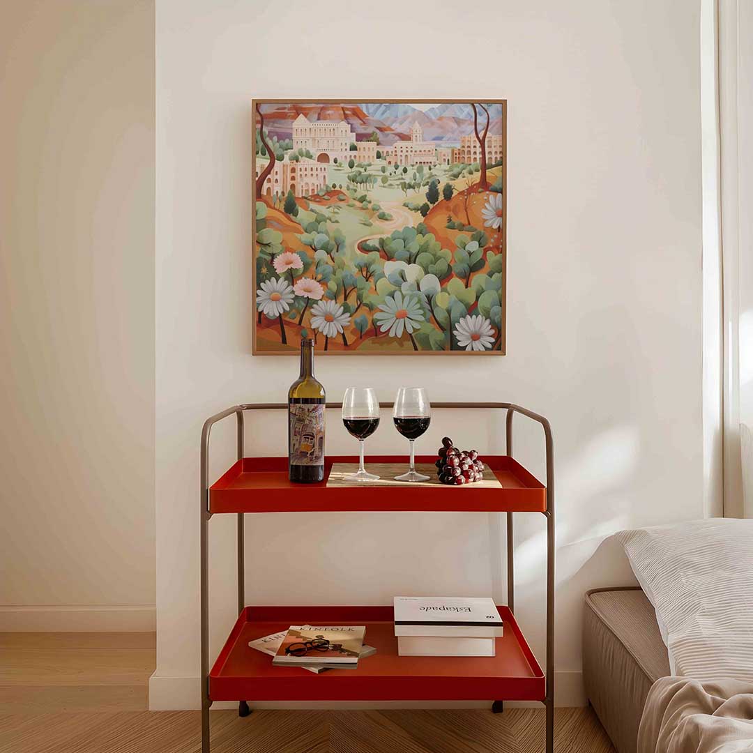 Landschap met gebouwen Poster