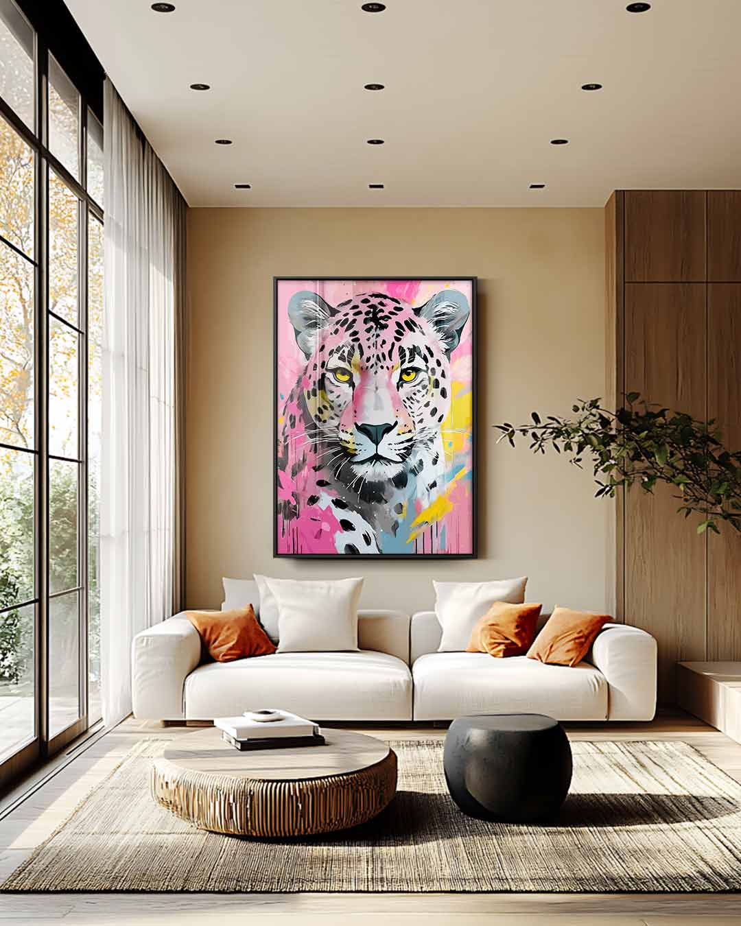 Kleurenexplosie Luipaard Kunstwerk-canvas-dibond-plexiglas-wanddecoratie-WallArtistic