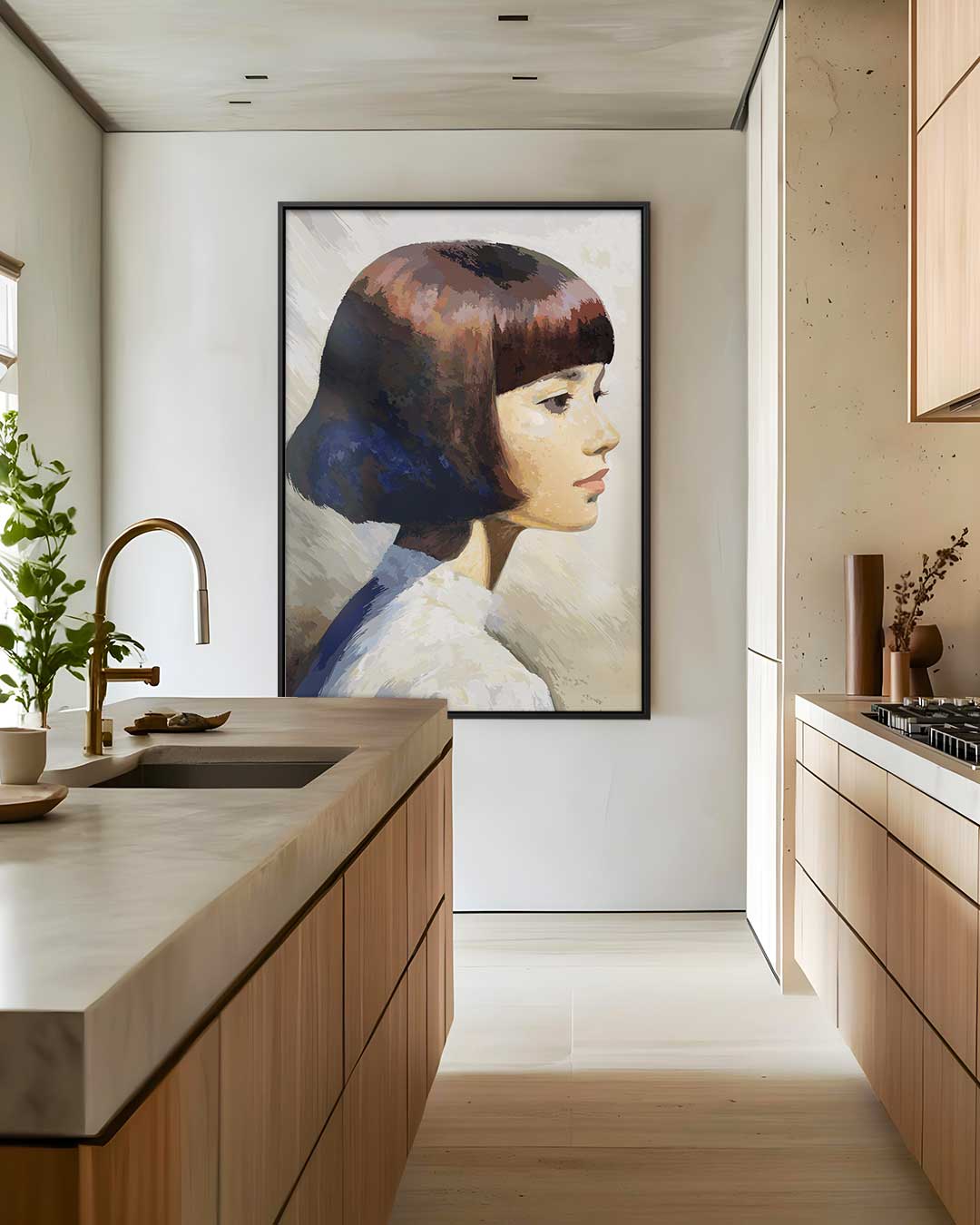 Elegante Zijaanzicht Portret Kunstwerk-canvas-dibond-plexiglas-wanddecoratie-WallArtistic