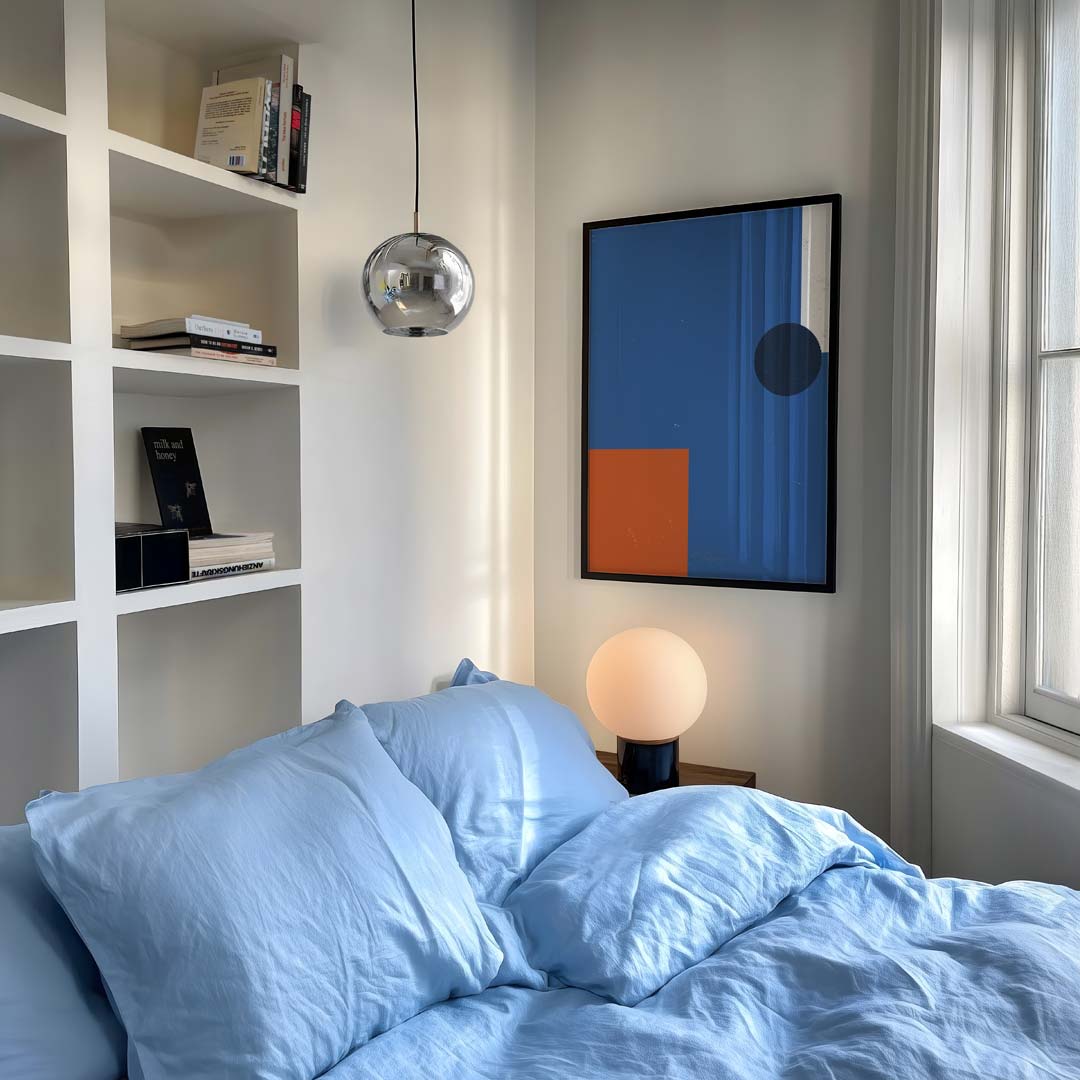 Moderne Abstracte Blauw-Oranje Poster-WallArtistic
