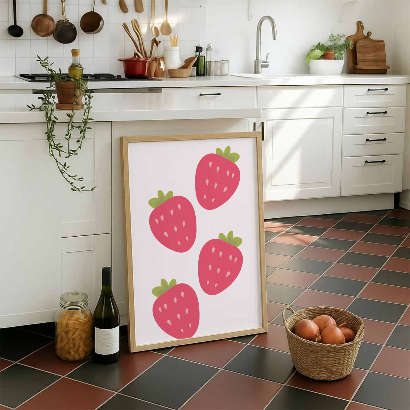 Vrolijke Aardbeienspeelsheid Poster-WallArtistic