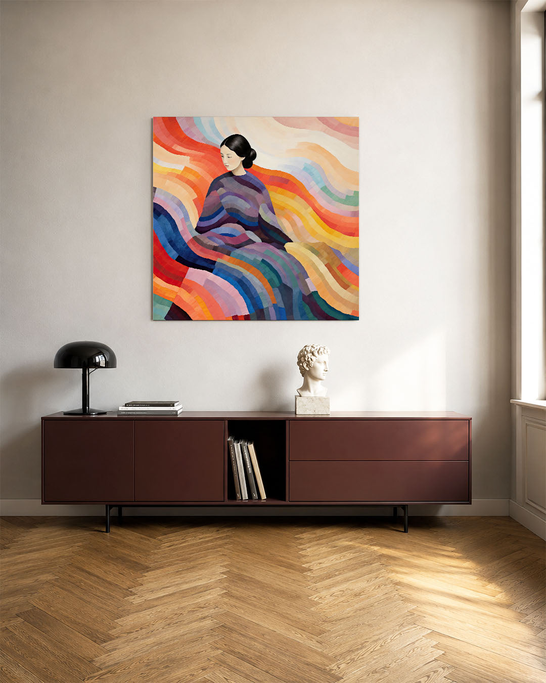 Golvende kleurencompositie Kunstwerk