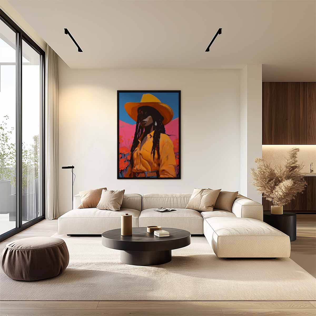 Vrouw in de Velden Kunstwerk-canvas-dibond-plexiglas-wanddecoratie-WallArtistic