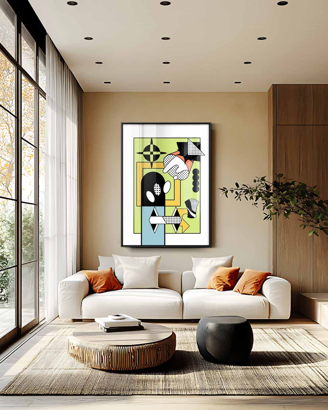 Abstracte Geometrische Compositie Kunstwerk-canvas-dibond-plexiglas-wanddecoratie-WallArtistic