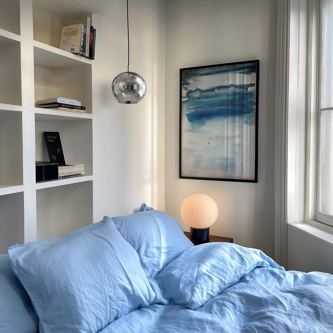 Dromerige Blauwe Waterverf Poster-WallArtistic