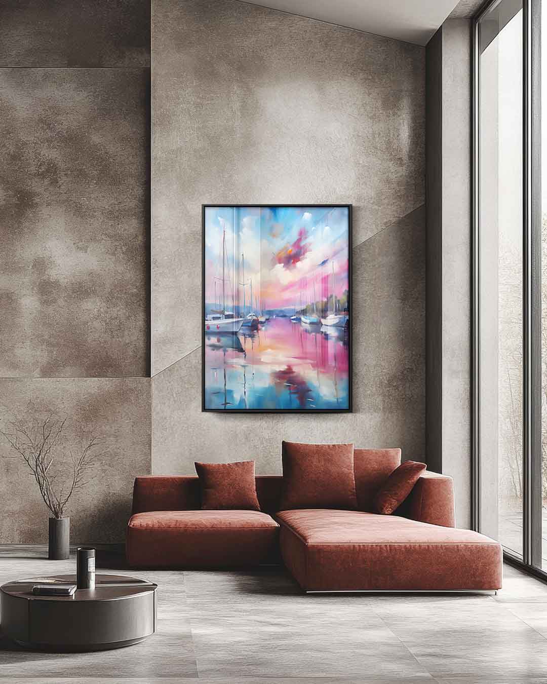 Zonsondergang Aan Het Water Kunstwerk-canvas-dibond-plexiglas-wanddecoratie-WallArtistic