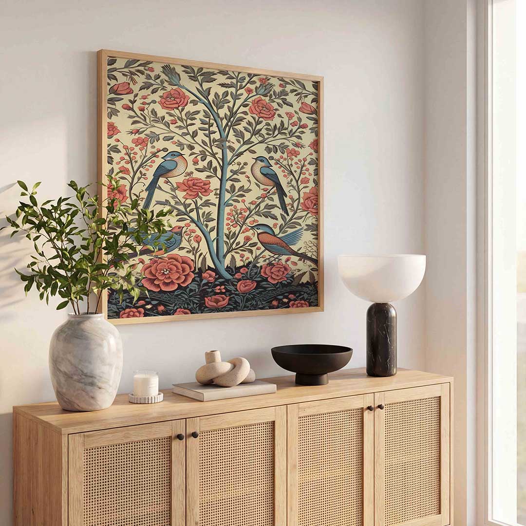 Vogels en bloemen Poster