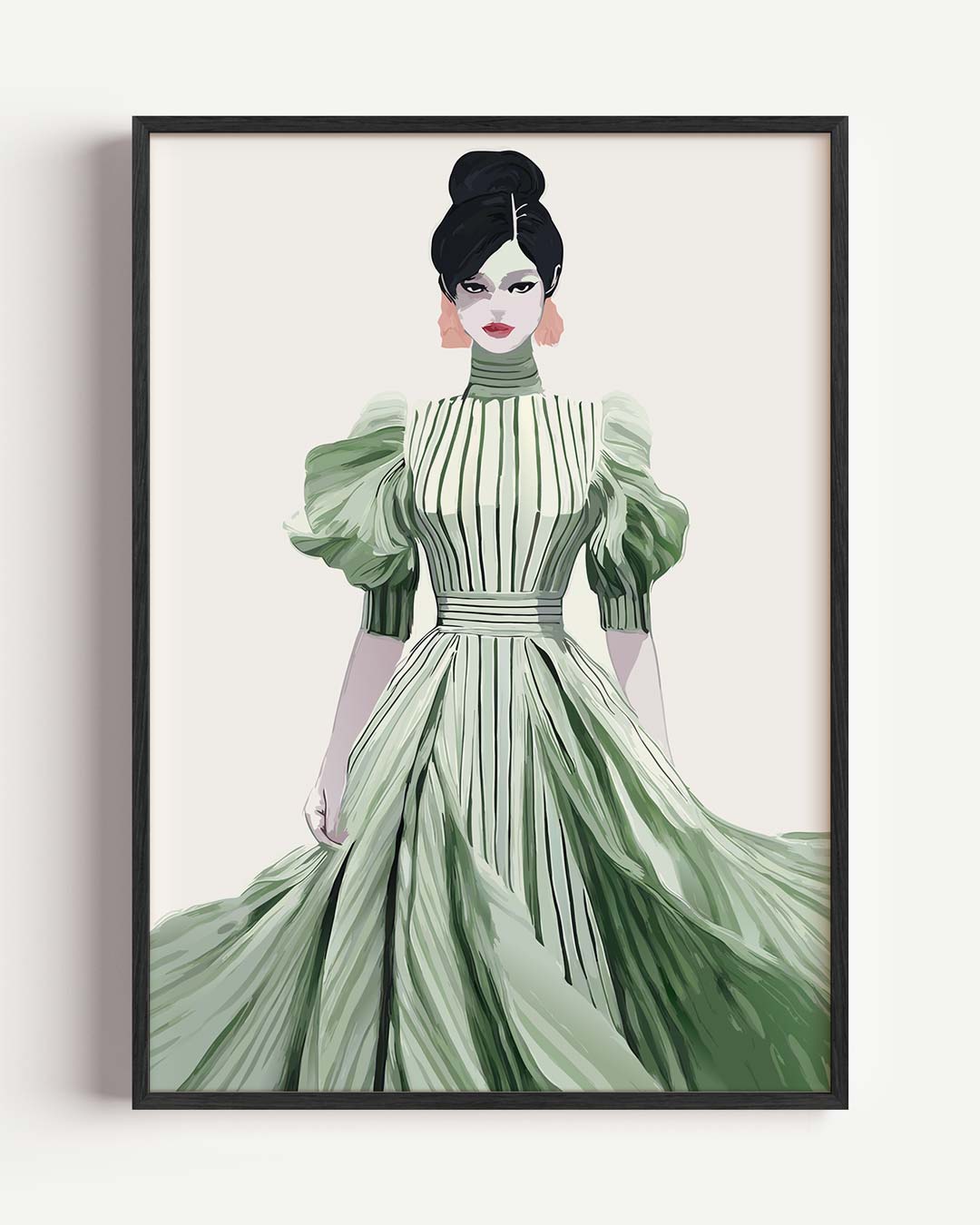 Stijlvolle Dame in Vintage Jurk Poster-WallArtistic
