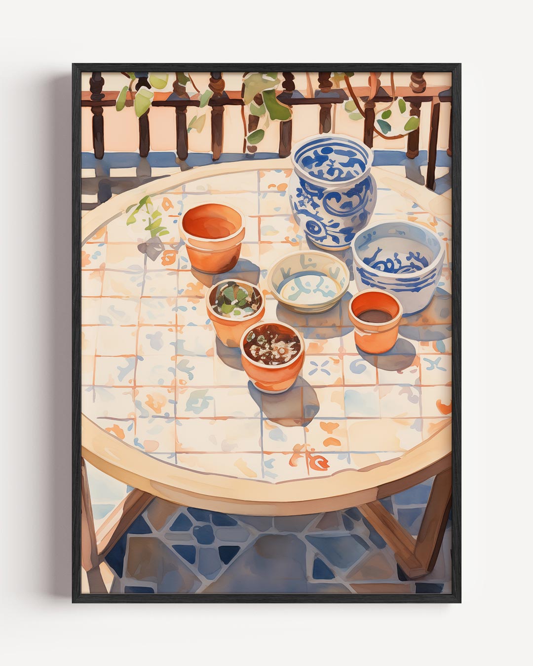 Zonnige Terras Tafereel Poster-WallArtistic