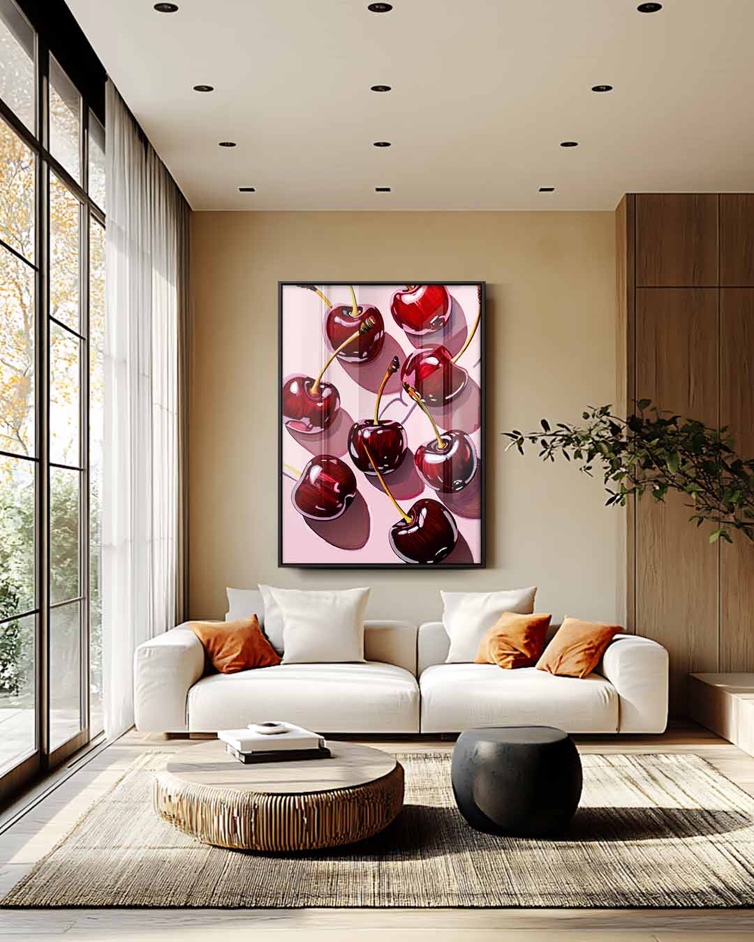 Glanzende Kersenpracht Kunstwerk-canvas-dibond-plexiglas-wanddecoratie-WallArtistic